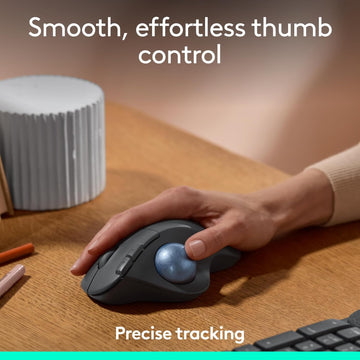 Logitech Ergo M575 Wireless Trackball Mouse - Easy Thumb Control, Precision and Smooth Tracking, Ergonomic Comfort Design, for Windows, PC and Mac with Bluetooth and USB Capabilities, Black, Medium