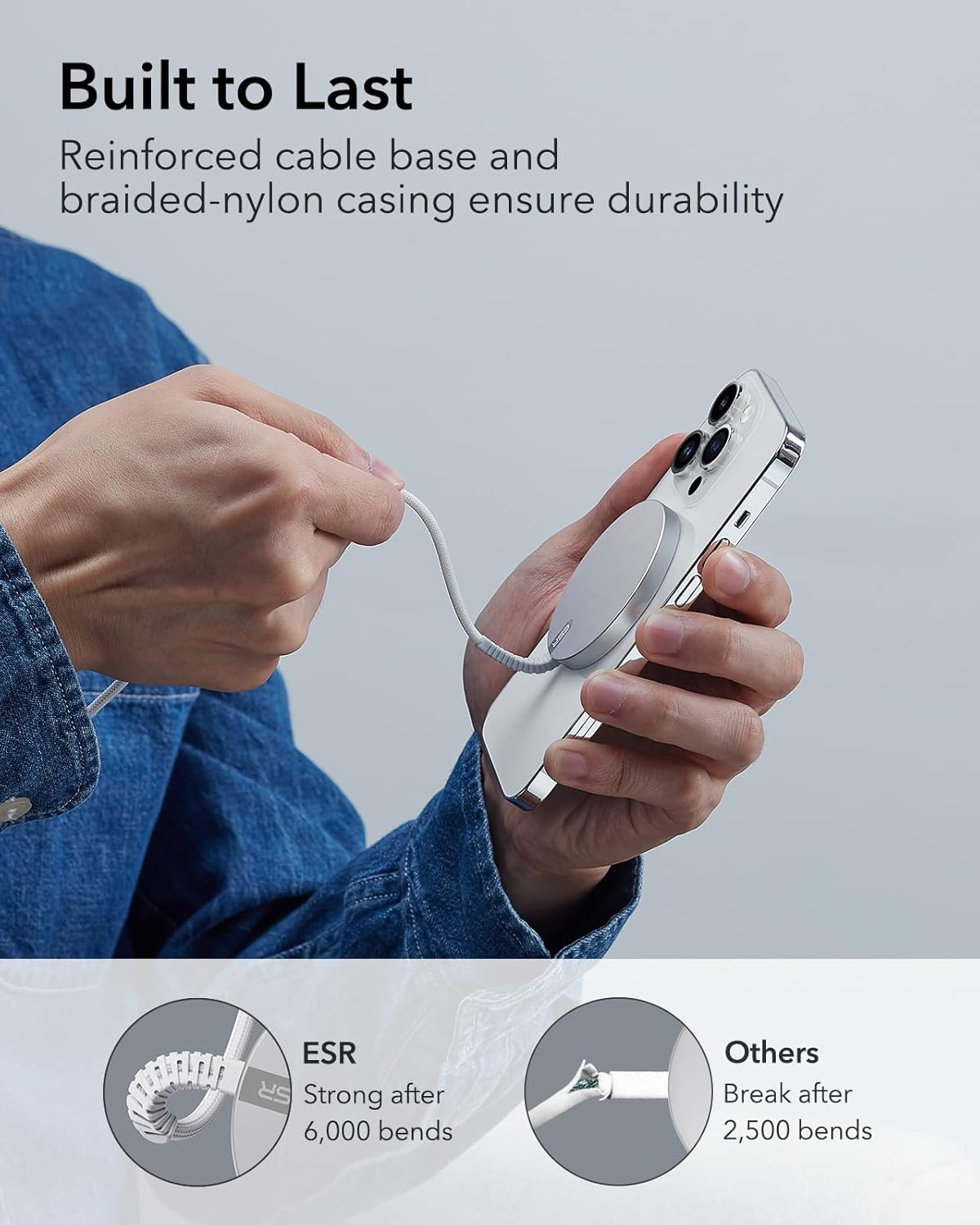 ESR Magnetic Wireless Charger, Magsafe Charger Compatible with iPhone 16/15/14/13/12 Series, AirPods 4/3/AirPods Pro, Strong Magnetic Lock, Silver