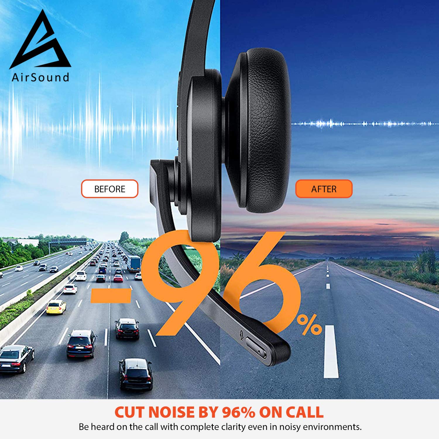 AirSound M99 Pro Bluetooth V5.0 Wireless Headset | Flexible Microphone, for Conference Calls, 24 Hr Talk Time, CVC 8.0 Noise-Cancelling On-Ear for Office Business Online Meeting, Call Centre.