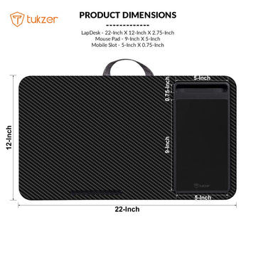 Tukzer Lap Desk Fits up to 17-Inch Laptop Angled Pillow Cushion with Built-in Mouse Pad & Phone Holder(Carbon Fiber)