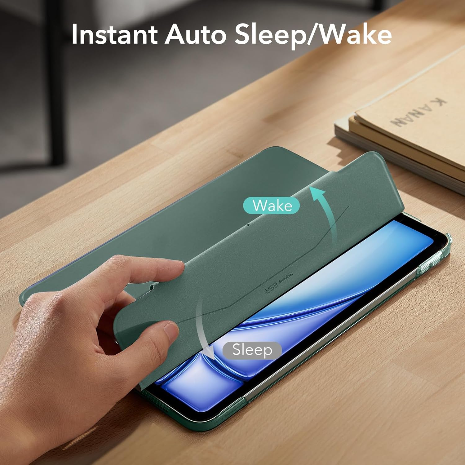 ESR for iPad Air 11 Inch Case M3/M2, iPad Air 7th/6th/5th/4th Gen Case (2025/2024/2022/2020) 10.9 Inch, Trifold Smart Case, Auto Sleep and Wake, Slim and Lightweight, Green