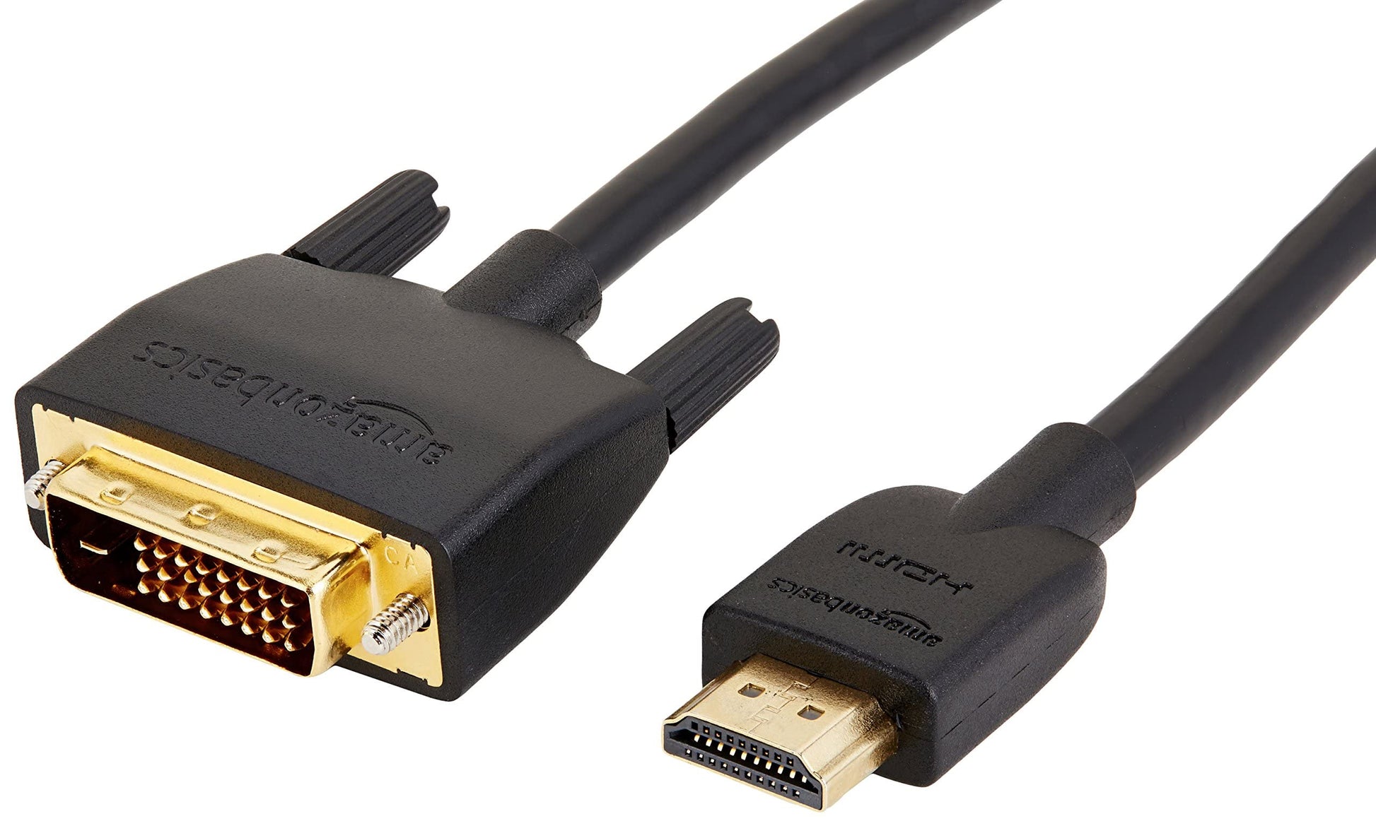 Amazon Basics HDMI-A to DVI (Male) Adapter Cable, Bi-Directional 1080P, Gold-Plated, 6 ft/1.8 m, Single Pack for Television, Black