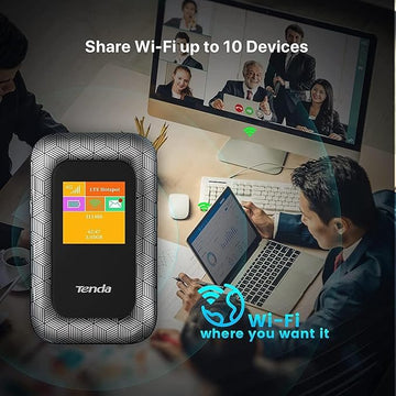 Tenda 4G185 3G/4G Mobile Hotspot, 4G LTE 150Mbps MiFi Device, 4G Router, Single_Band, Support USB Interface Charging | 2100 mAh Battery (Black)