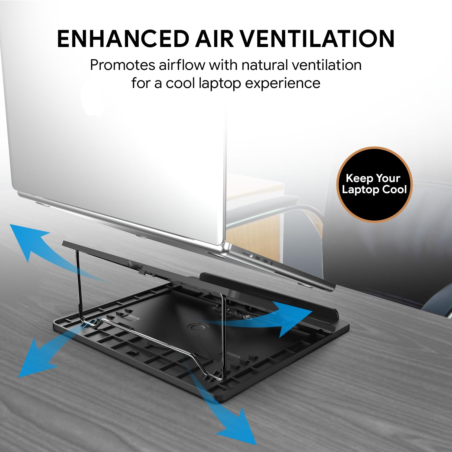Amkette Ergo View Laptop Stand with 7 Adjustment Levels for laptops up to 39 cm (12 inch /13 inch /14.1 inch /15.6 inch) (Black)