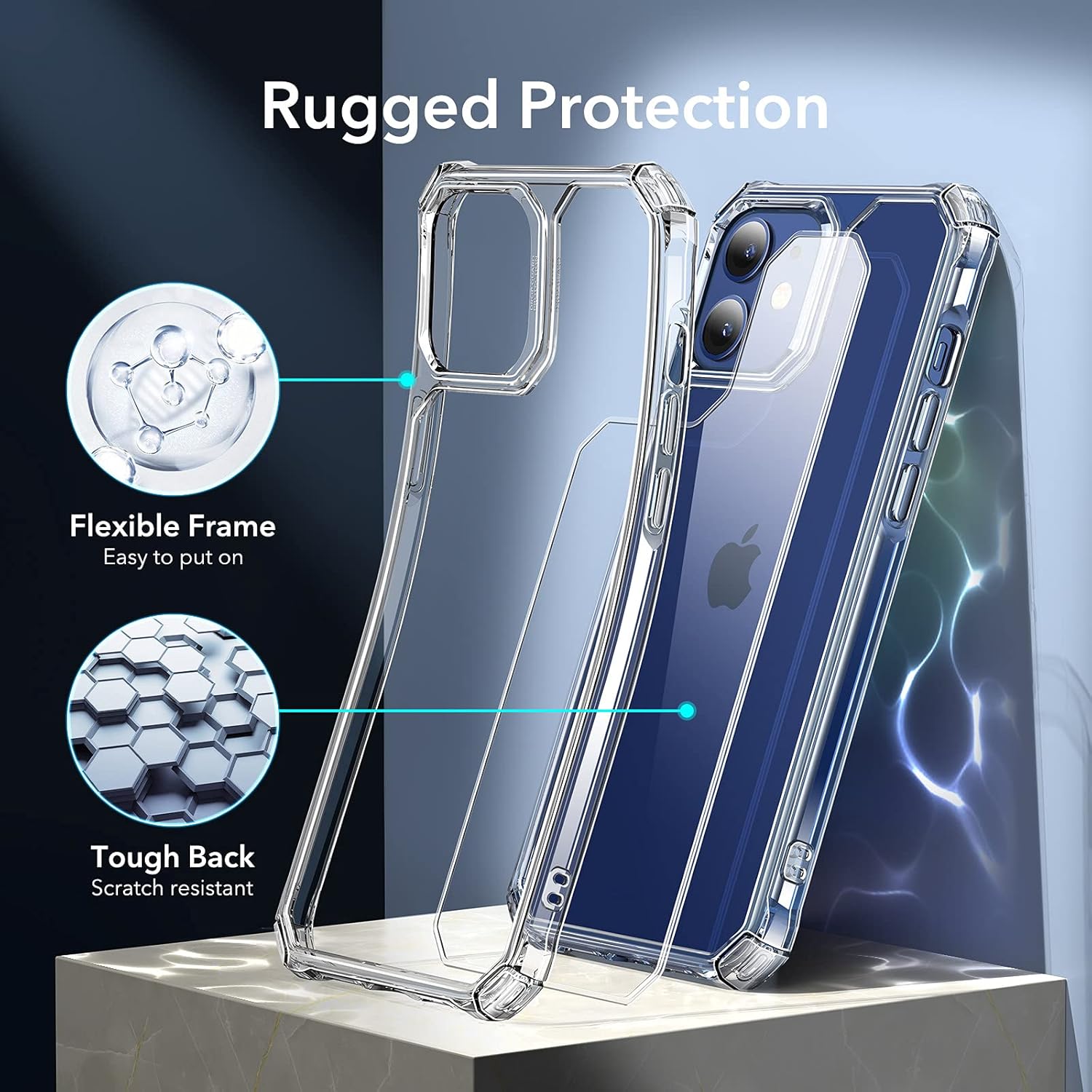 ESR Air Armor Compatible with iPhone 12/12 Pro Case,Military-Grade Drop Protection, TPU, Shock-Absorbing Corners, Anti-Yellowing Hard TPU Back, Scratch Resistant, Clear