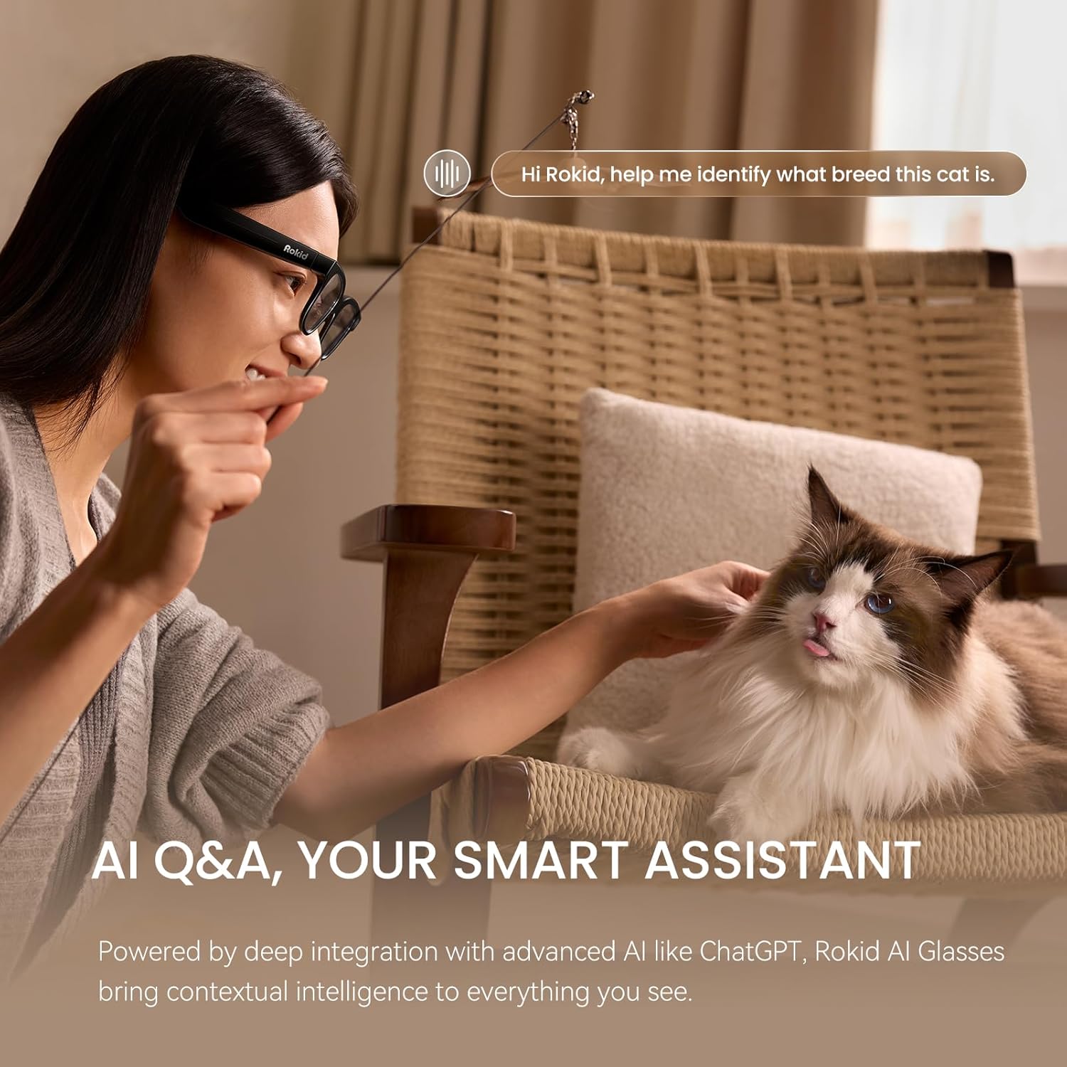 Rokid 2026 AI Glasses Style smart Glasses with ChatGPT & Gemini, Real-time Translation,12MP Camera, Open-Ear Audio, Voice-Controlled Assistant, Hands-Free Calls, Productivity for Travel(no Display)