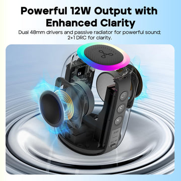 Tribit StormBox Mini+ Bluetooth Speaker 12W,360°Surround Sound,Custom EQ,12H Playtime,BT 5.4,AAC/SBC Support,LED Lights,IPX7 Waterproof,TWS Pairing,Type-C, Portable for Home/Outdoor/Travel Green