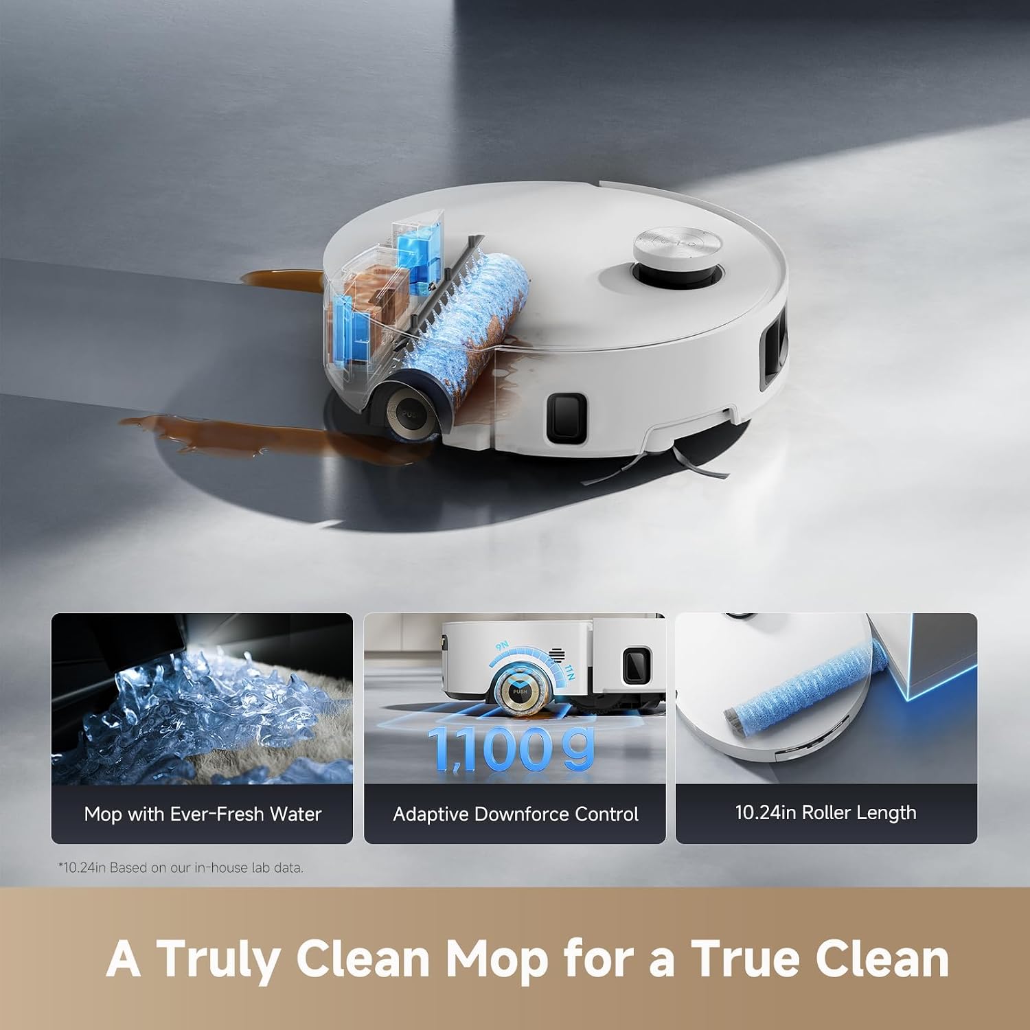 dreame Aqua10 Roller Robot Vacuum and Mop, AquaRoll Mop, 30,000Pa Suction | 100% Detangling, Carpet-Protecting Roller Guard, 2.36in Obstacle Clearing, Auto-Empty, Self-Cleaning, Roller Mop Extending