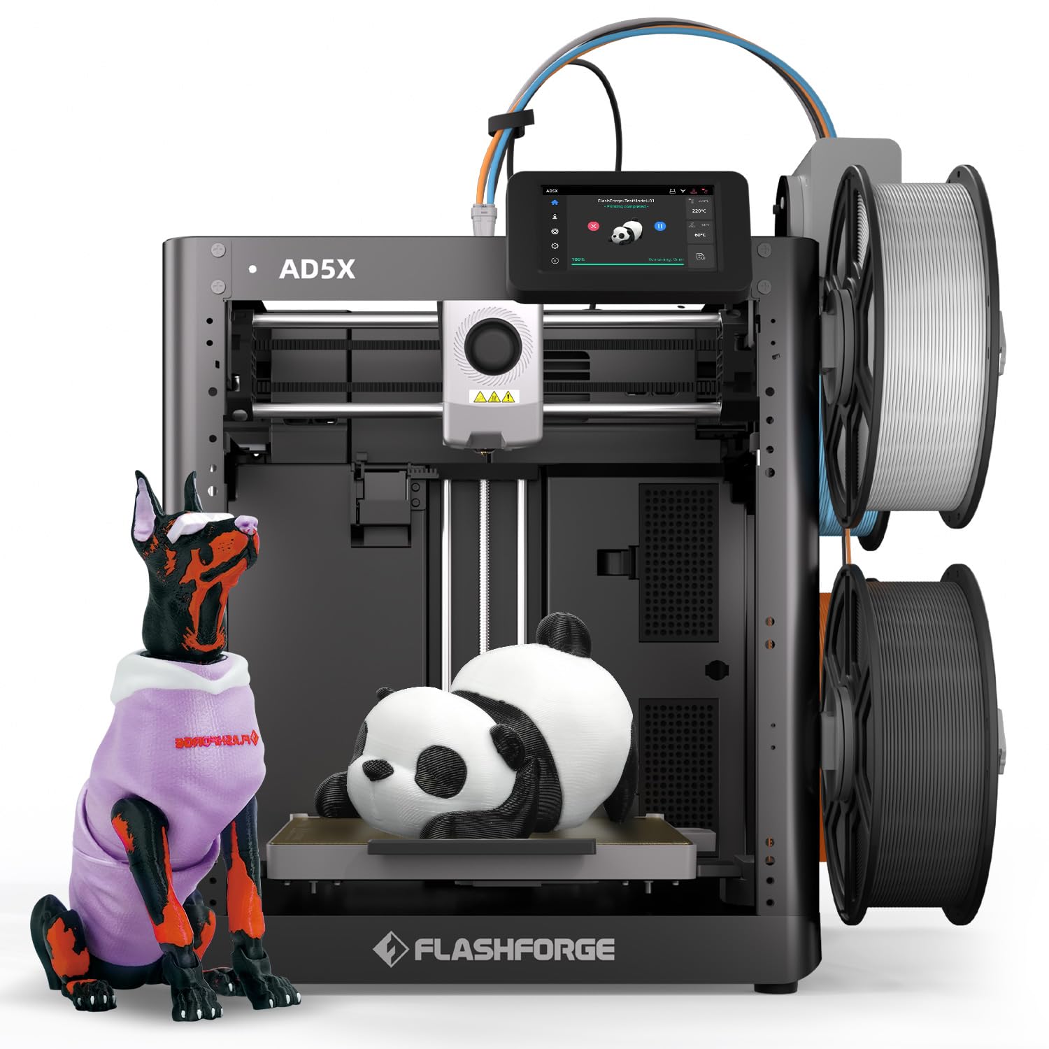 FLASHFORGE 3D Printer AD5M Pro with 250g PLA, 600mm/s High Speed CoreXY High Precision Printing, 280℃ Quick-Swap 0.4 & 0.6mm Hotend, 50dB Silence and Built-in Camera, Build Volume 220 * 220 * 220mm