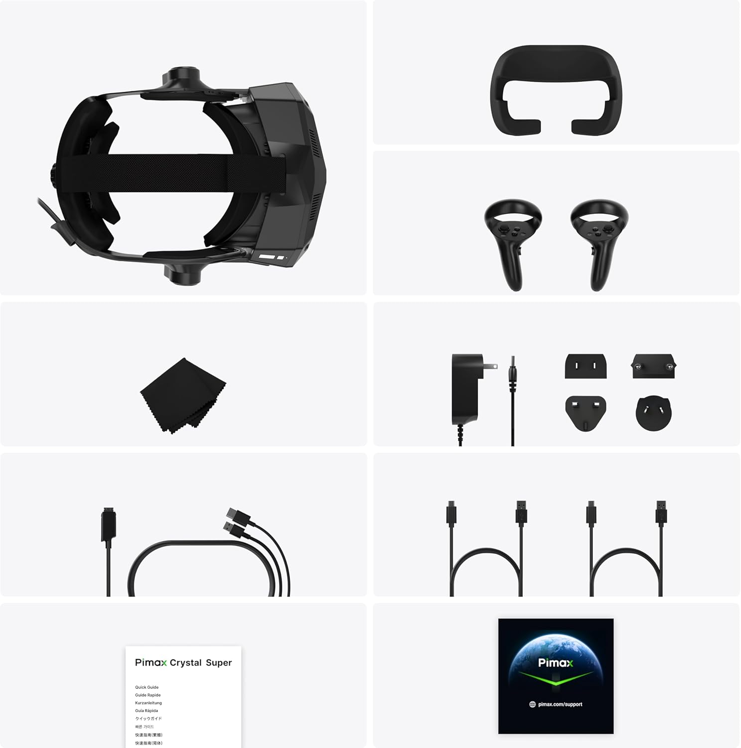 Pimax Crystal Super VR Headset, 3840x3840 per Eye, Ultrawide, 140° FOV, Eye- Tracking, Ultra-Sharp for Flight & Racing Simulators & Gaming, DP Connection with PC