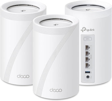 TP-Link Deco BE63 Tri-Band WiFi 7 BE10000 Whole Home Mesh System - 6-Stream 10 Gbps, 4x2.5G Ports Wired Backhaul, 4X Smart Internal Antennas, VPN, MU-MIMO, HomeShield, Free Expert Support (3-Pack)