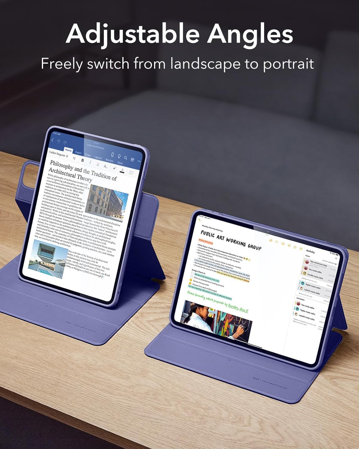 ESR for iPad Pro M5/M4 13 Inch Cover, iPad Pro 13 Case 2025/2024 with Pencil Holder, Removable Magnetic Cover, Vertical Stand, Fully Supports Pencil Pro and Pencil(USB-C), Rebound 360 Series, Purple