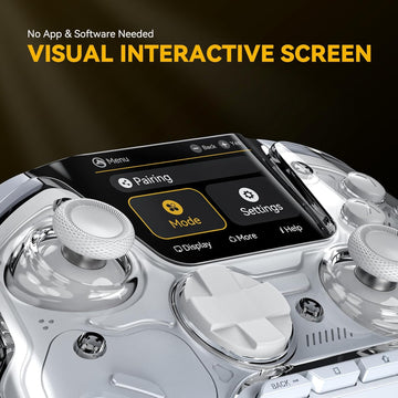 ManbaOne Interactive Screen Wireless Gaming Controller for PC/Switch/Switch 2/iOS/Android,Hall Effect Stick & Trigger,RGB Lighting,Remappable Buttons,1800mAh with Charging Dock (White)