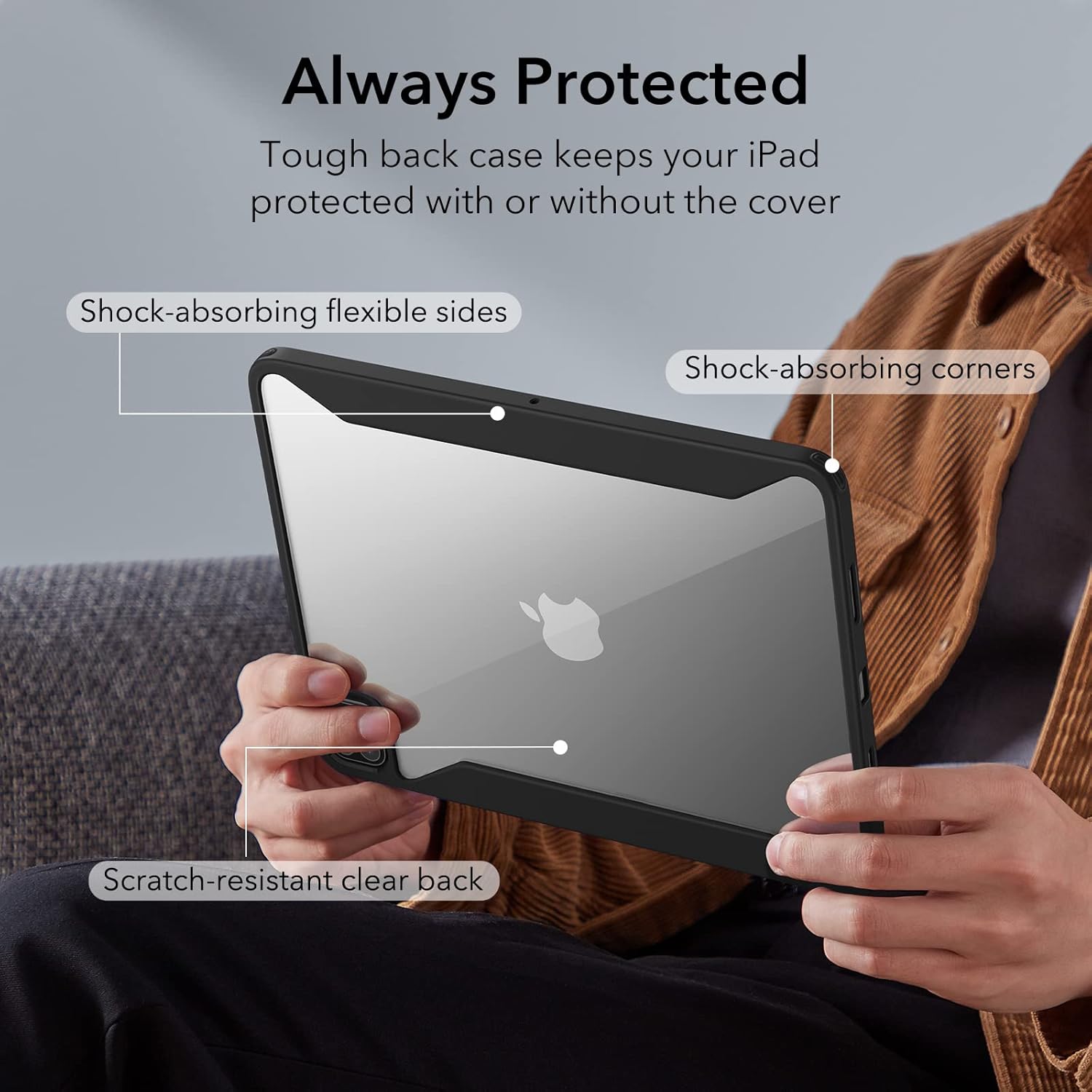 ESR for iPad Pro 11 inch Case (2022/2021/2020/2018, 4th/3rd/2nd/1st Generation), iPad Pro Cover with Pencil Holder, Detachable Magnetic Cover, Vertical Stand, Rebound 360 Series, Black