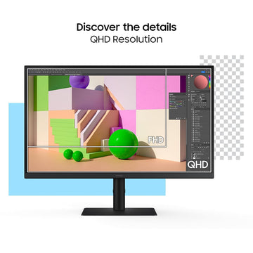 Samsung 27" (68.5cm) IPS 2K QHD Monitor|2560 X 1440|100 Hz|5ms|300nits|Height Pivot Adjustable Stand|SRGB 99%|Ports-HDMIX2,DP,Headphone|Eye Saver Mode|Flicker Free|Off Timer Plus|LS27F610EAWXXL|Black