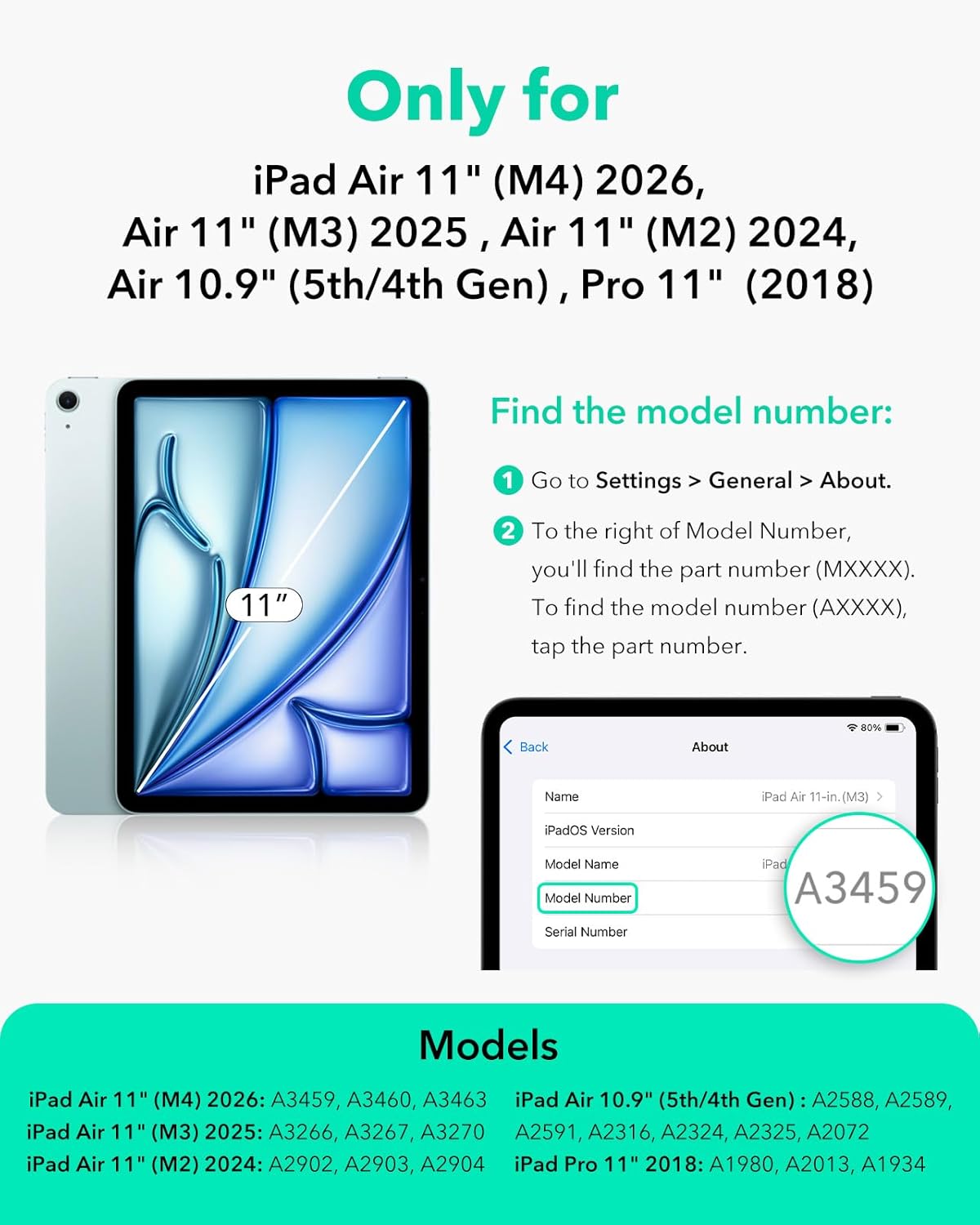 ESR for iPad Air 11 Inch Case M4/M3/M2 (2026/2025/2024), iPad Air 5th/4th Gen (2022/2020), Powerful Magnetic Attachment, Slim Trifold Stand Case, Auto Wake/Sleep, Durable Protection, Rose Gold