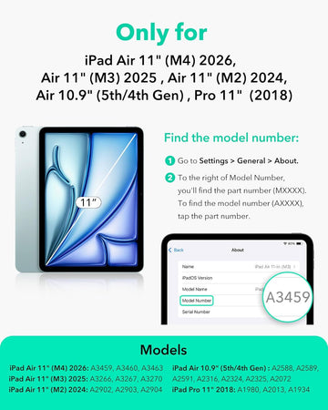 ESR for iPad Air 11 Inch Case M4/M3/M2 (2026/2025/2024), iPad Air 5th/4th Gen (2022/2020), Powerful Magnetic Attachment, Slim Trifold Stand Case, Auto Wake/Sleep, Durable Protection, Rose Gold