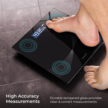 beatXP Wave Weighing Machine with Backlit LCD Panel & 6mm Thick Tempered Glass, Weight Machine for Body Weight with 2 Year Warranty