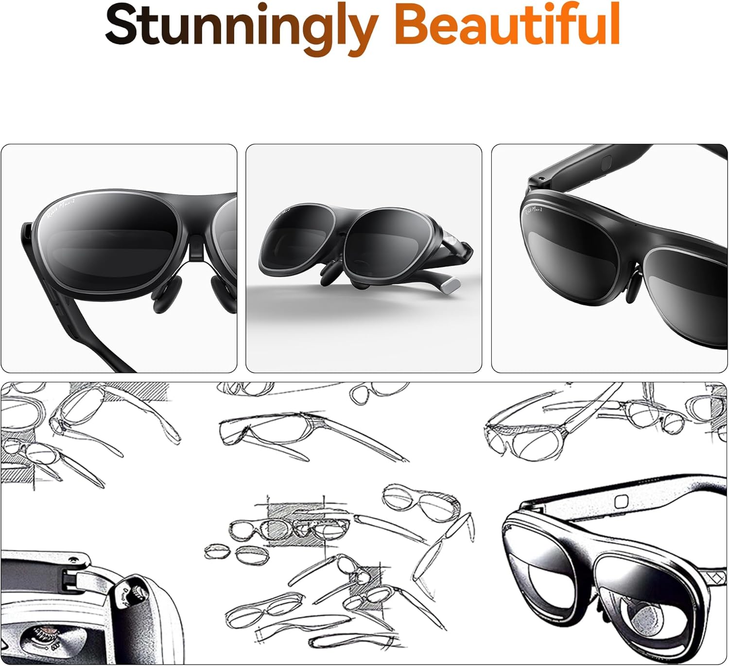 Rokid AR Joy Pack 2 AR Glasses, Smart Glasses Max 2 with Station, 160" Micro-OLED Display, Google Play, Media Streaming, HDCP Support & Cloud Gaming, Console, Android, Windows Compatible