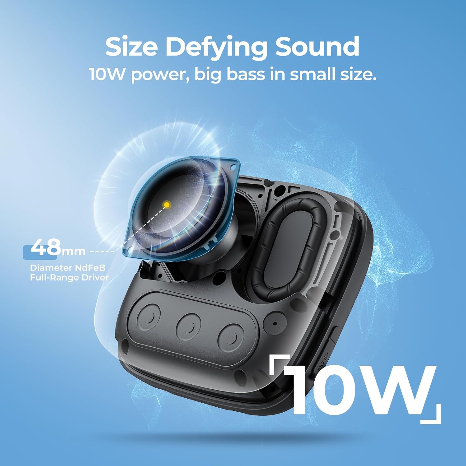 Tribit StormBox Micro 2 Portable Speaker: 90dB Loud Sound Deep Bass IP67 Waterproof Small Speaker Built-in Strap, 12H Playtime Long Battery 120ft for Outdoor Camping Biking (Black)