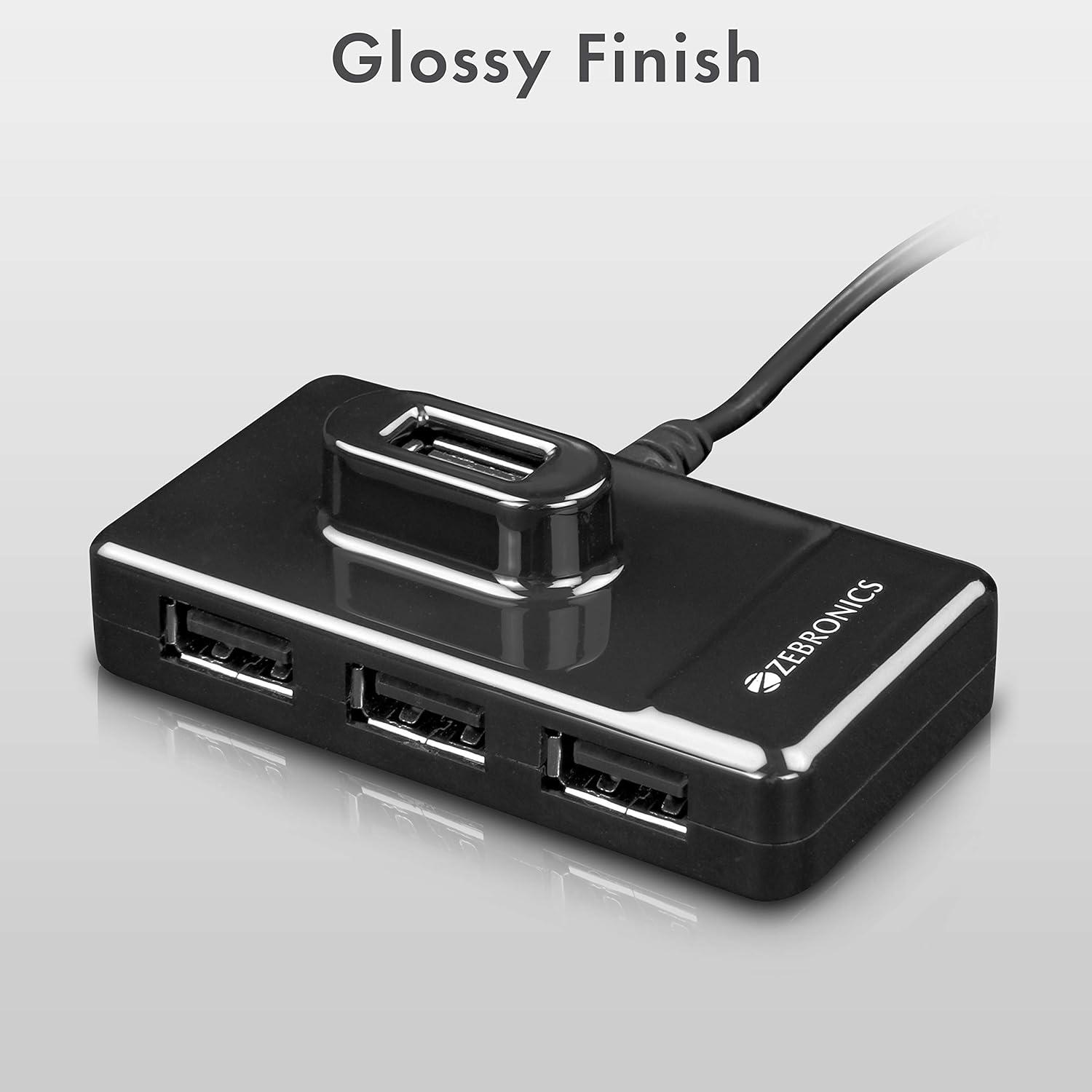 ZEBRONICS Zeb-100HB 4 Ports USB Hub for Laptop, PC Computers, Plug & Play, Backward Compatible - Black