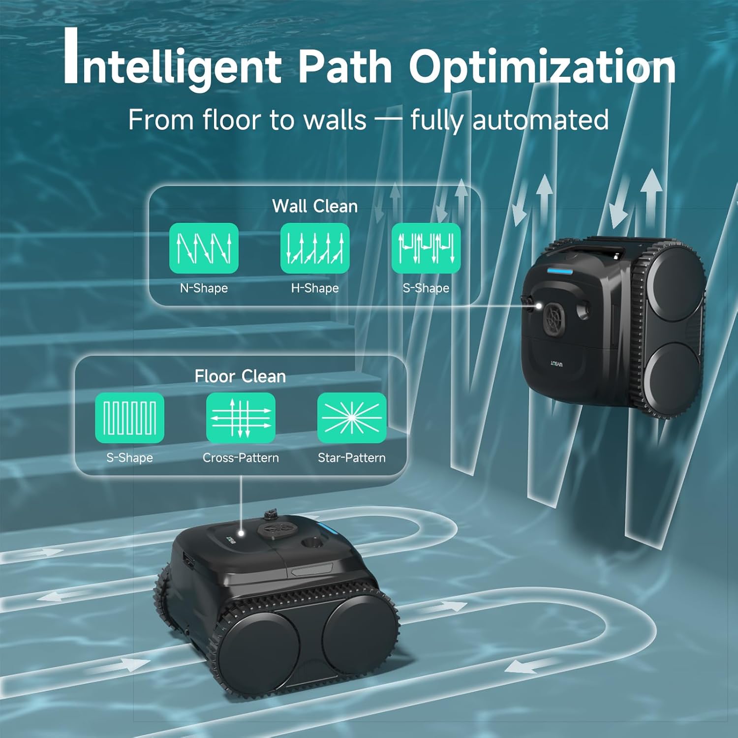 WYBOT C2 Cordless Robotic Pool Cleaner, Pool Vacuum Robot for Inground with Dual Filtration, Lasts 180 Mins, Wall & Waterline Cleaning, Smart Weekly Timer, App Support, OTA Upgraded-Dark Black