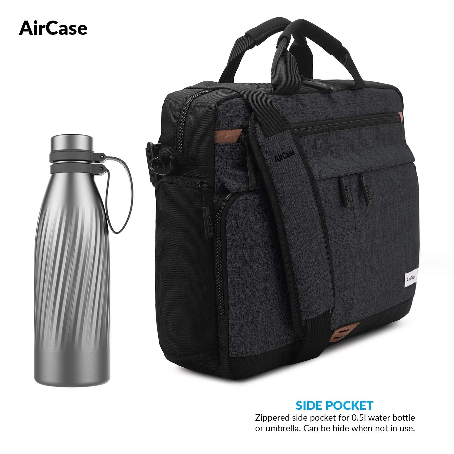 AirCase Office Sling Messenger Bag fits Upto 15.6" Laptop/MacBook, Detachable Shoulder Strap, Waterproof, Shockproof, Spacious Pockets for Office/Travel