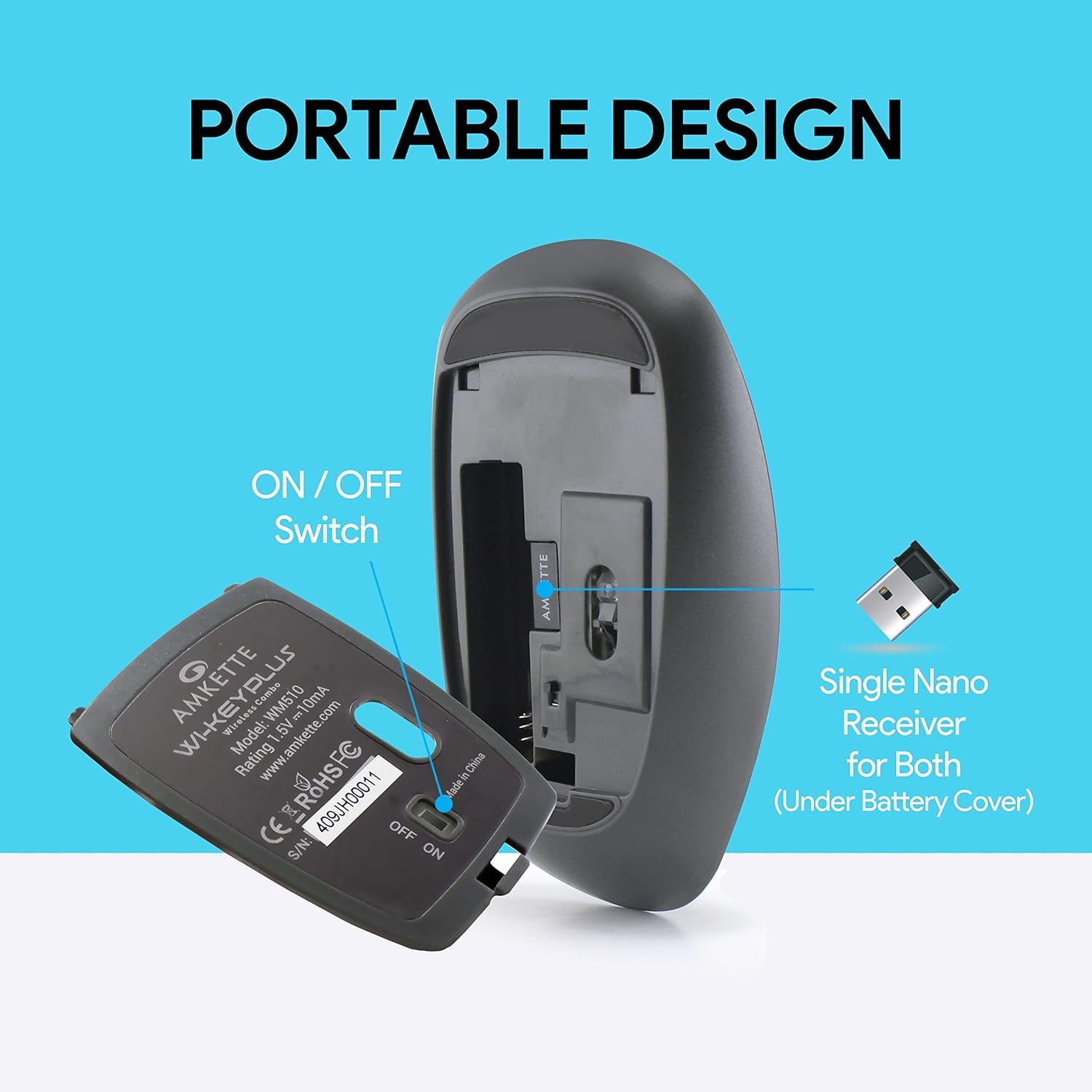 Amkette Wi-Key Plus USB Wireless Keyboard and Mouse Combo (Black)