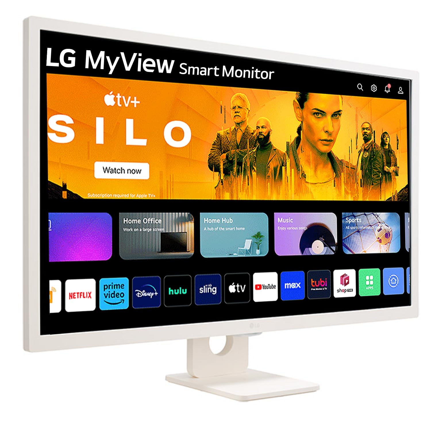 LG 32SR50F Smart Monitor (32", 80cm), FHD IPS Display (1920 x 1080) with webOS, Work & Play Smarter, ThinQ Home Dashboard, AirPlay 2 + Screen Share + Bluetooth, Stylish Design - White