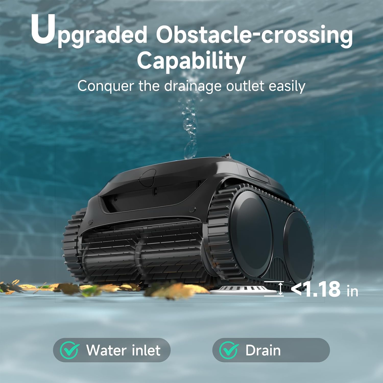 WYBOT C2 Cordless Robotic Pool Cleaner, Pool Vacuum Robot for Inground with Dual Filtration, Lasts 180 Mins, Wall & Waterline Cleaning, Smart Weekly Timer, App Support, OTA Upgraded-Dark Black
