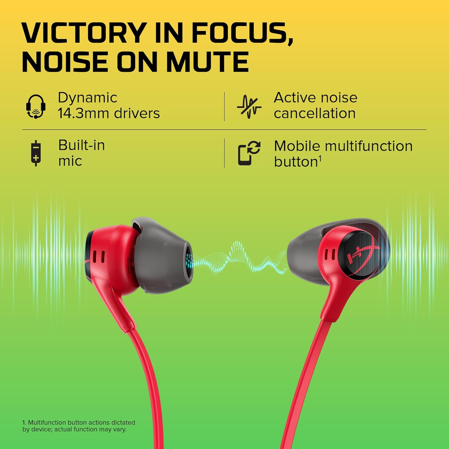 HyperX Cloud Earbuds Ii Gaming Earbuds with Mic-Red (705L8Aa),in Ear,Wired
