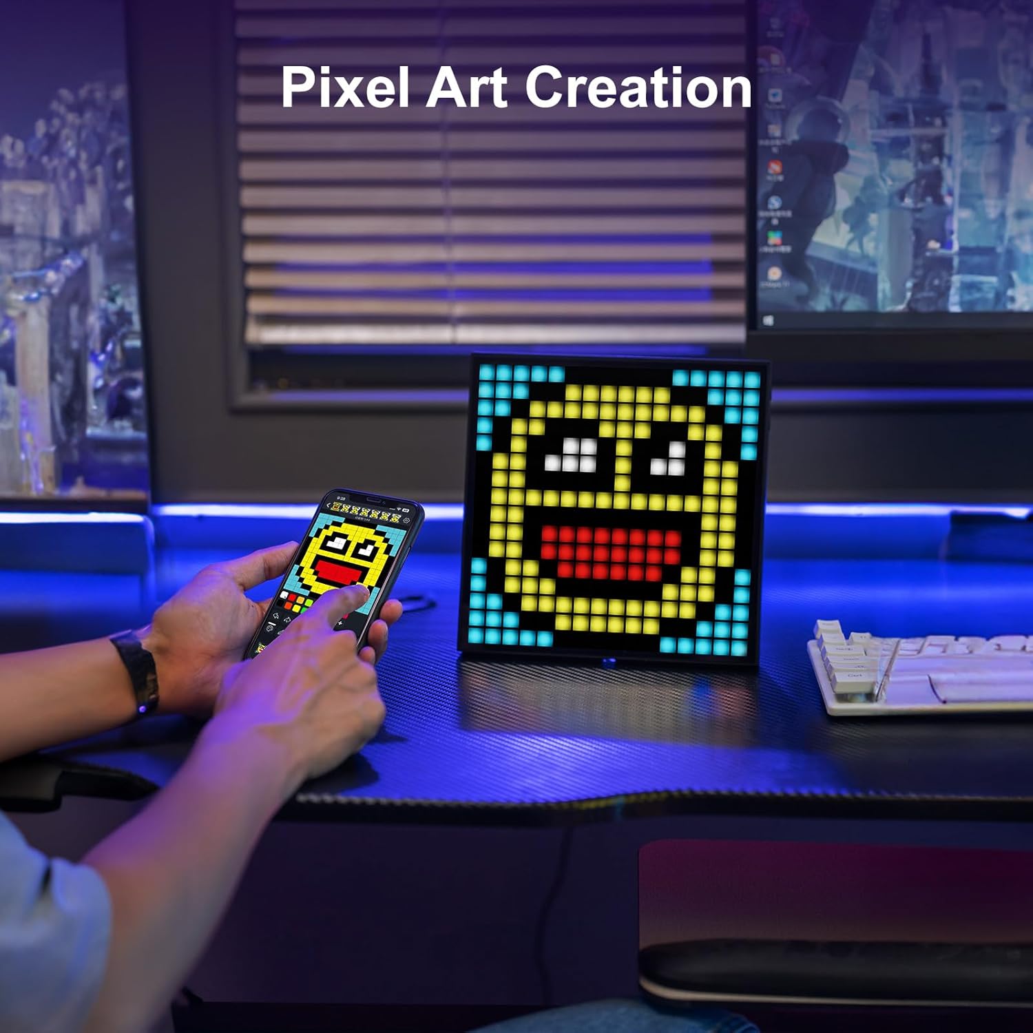 Divoom Pixoo 16 - Pixel Art Digital Clock with APP Control & WiFi Connects, 16x16 Pixel LED Large Display Smart Clock with Date, Event Reminder, Message Board for Home, Office, Bedrooms