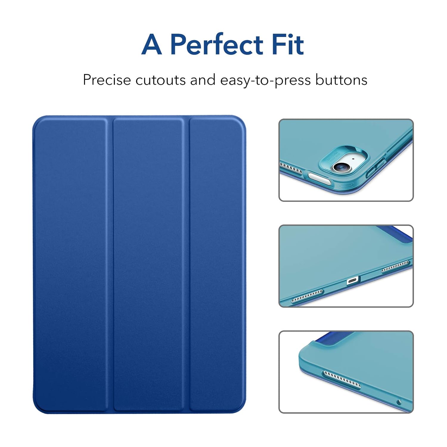 ESR for iPad Air 5th Generation Cover (2022) and iPad Air 4th Generation Cover (2020), Slim and Lightweight, Auto Sleep/Wake, Trifold Stand, Soft TPU Cover, iPad Air 5/4 Case, Navy Blue