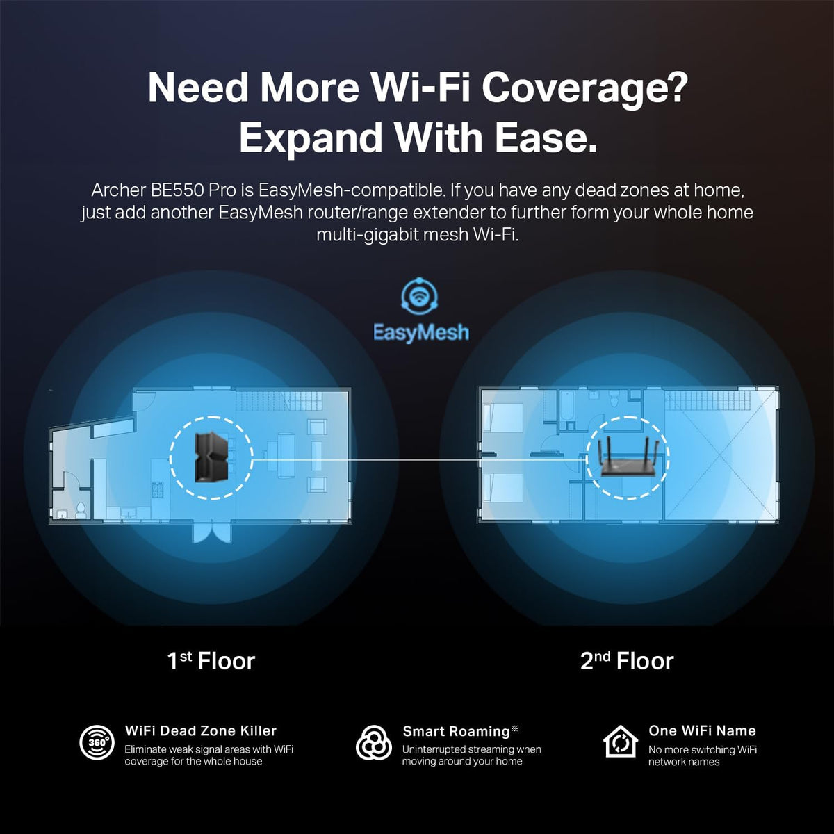 TP-Link Tri-Band BE9700 WiFi 7 Router, Archer BE550 Pro