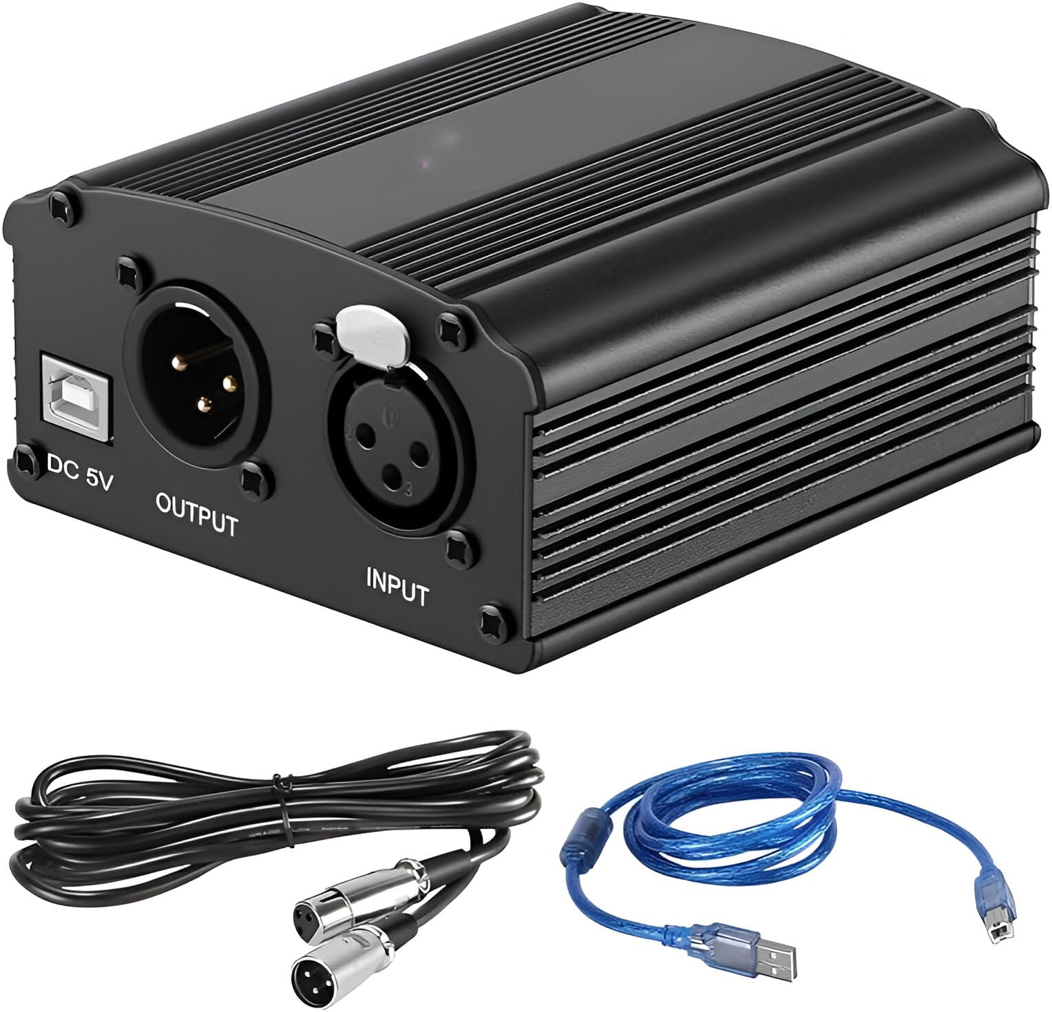 Powerpak 48V Phantom Power Supply 1 Channel for Condenser Microphone Music Recording Equipment (Black)