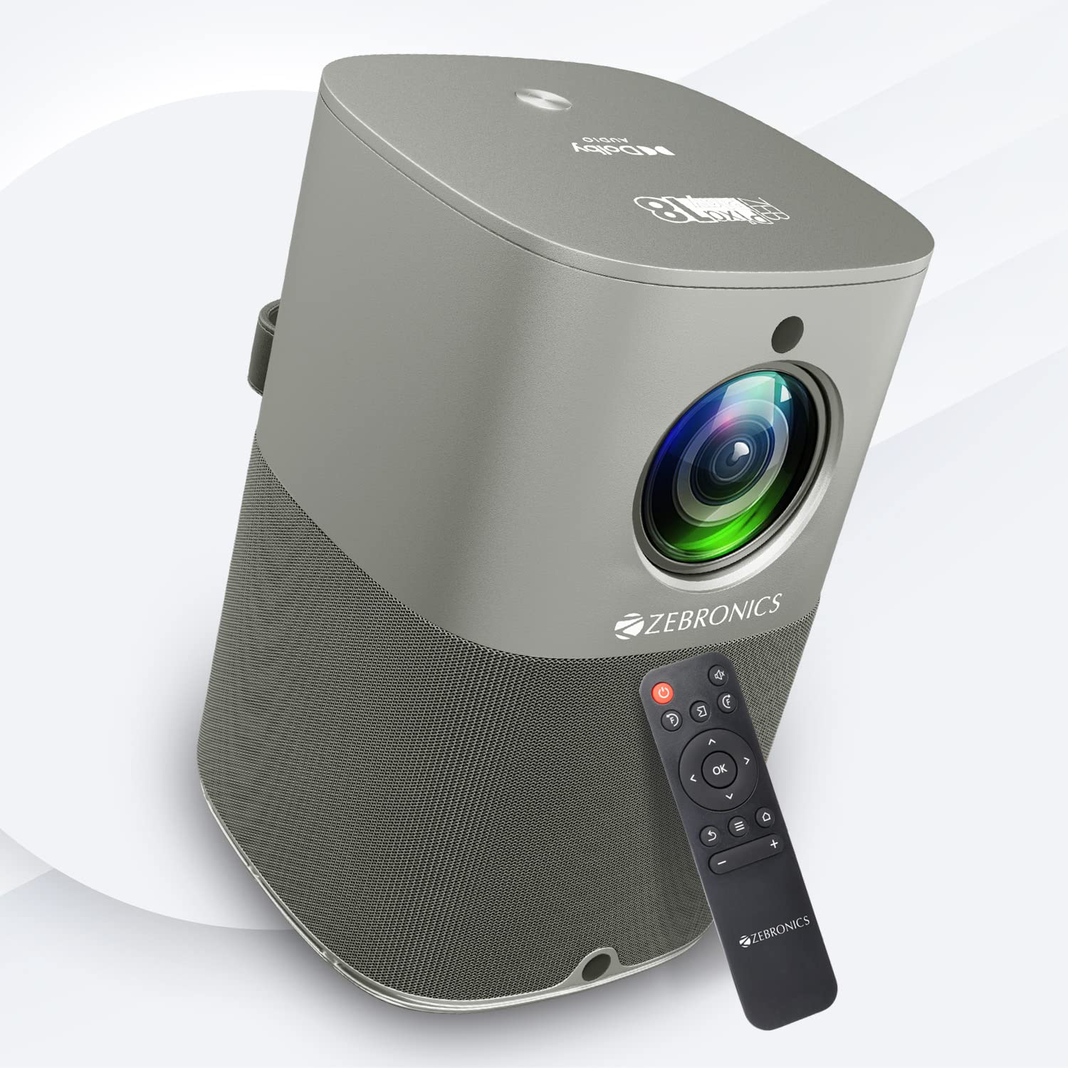 ZEBRONICS PIXAPLAY 18, Smart LED Vertical Projector, 3800 Lumens, 4K Support, Dolby Audio, 200 inch Screen Size, HDMI, USB, WiFi, Supports Bluetooth, 1080p Native, Electronic Focus, APP Support