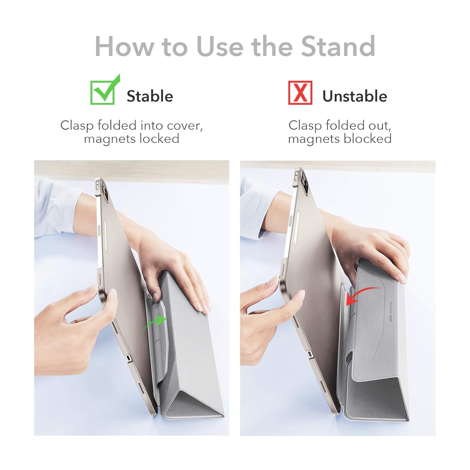 ESR Translucent Stand Case for iPad Pro 11 inch (2022/2021, 4th/3rd Gen), Cover with Clasp, Auto Sleep/Wake, Wireless Pencil 2 Charging, Ascend Trifold, Frosted Grey