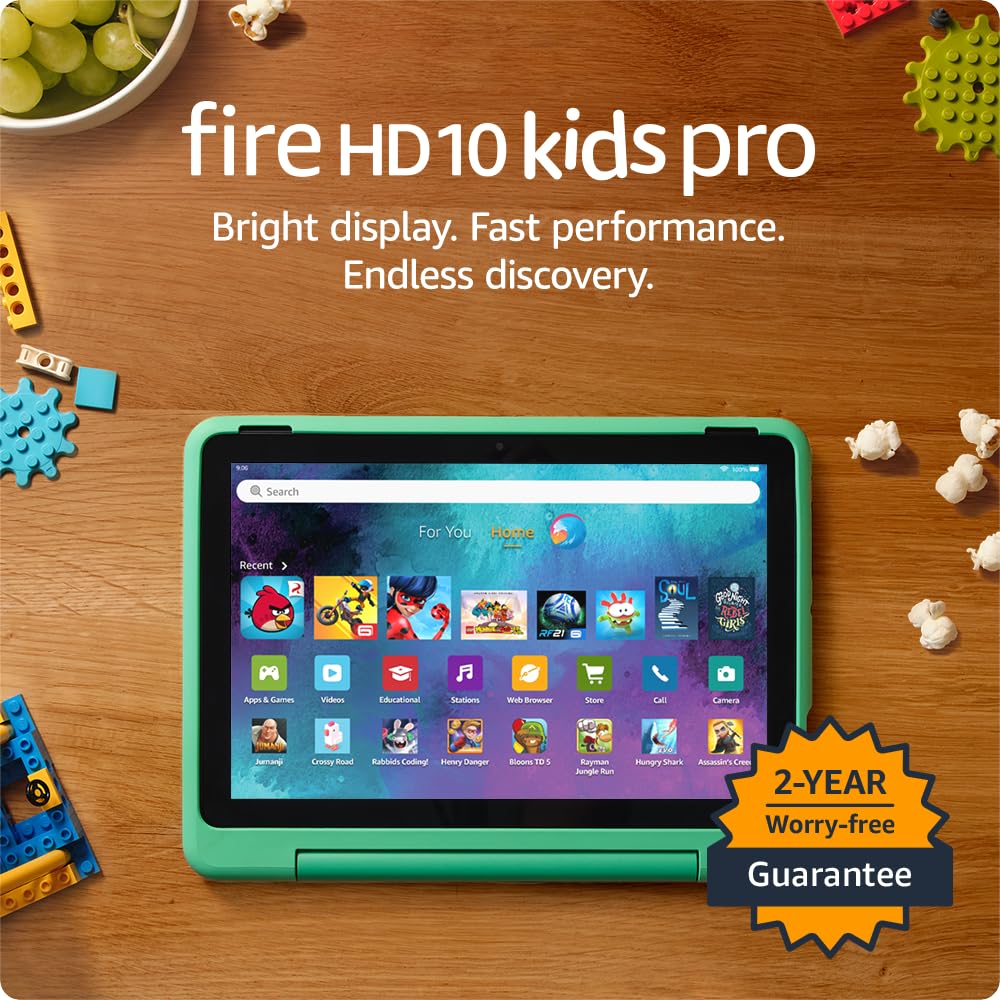Amazon Fire HD 10 Kids Pro tablet (newest model) ages 6-12. Bright 10.