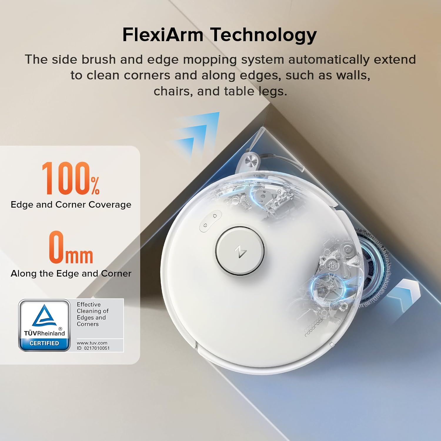 roborock Qrevo Curv S5X Robot Vacuum and Mop, 18500Pa Suction, Zero-Tangling Design, FlexiArm Side Brush, Reactive Tech Obstacle Avoidance, 10 Weeks Self-Emptying, Auto Washing for Hard Floor, Corner