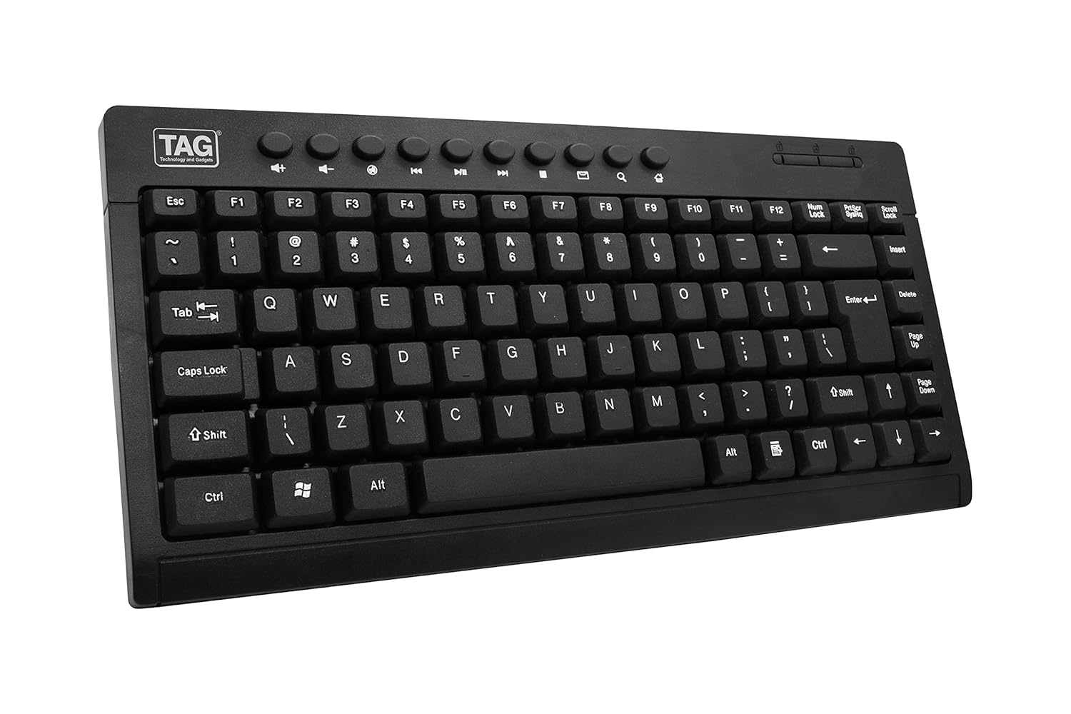 TAG Blaze Mini USB Wired Membrane TenKeyLess Keyboard | 95 Keys with Dedicated Media Control Buttons | Compact Design | Sleek and Slim | Silent Performance | Plug and Play for PC, Laptop, Mac (Black)