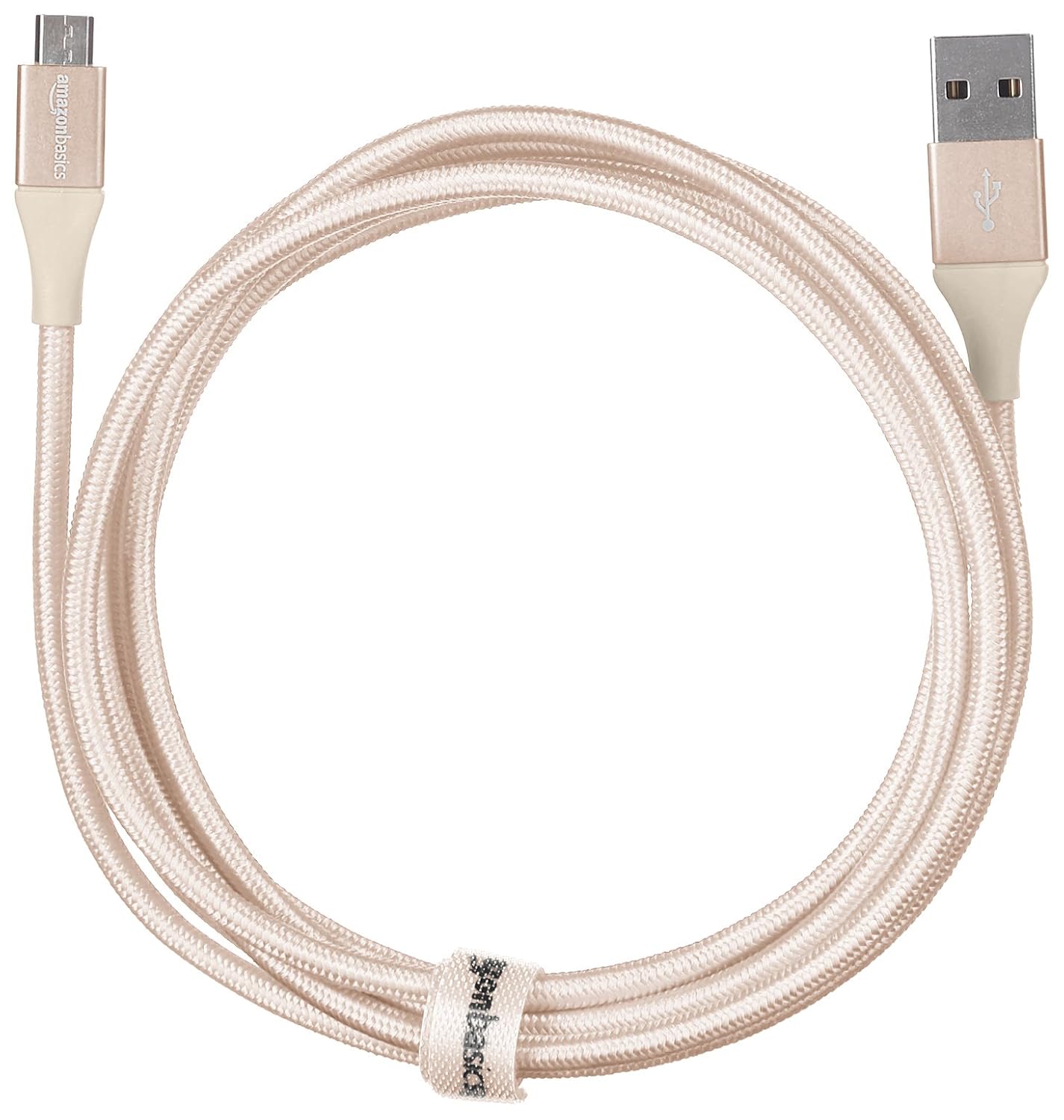AmazonBasics Double Braided Nylon Micro USB (NOT Type-C) Fast Charging Cable for Android Phones (6 Feet, Gold)