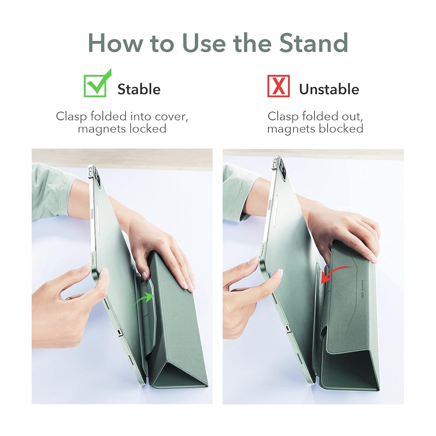 ESR iPad Pro 11" Case (2022/2021, 4th/3rd Generation) - Translucent Stand Cover With Clasp, Auto Sleep & Wake, Pencil 2 Wireless Charging - Ascend Trifold, Frosted Forest Green