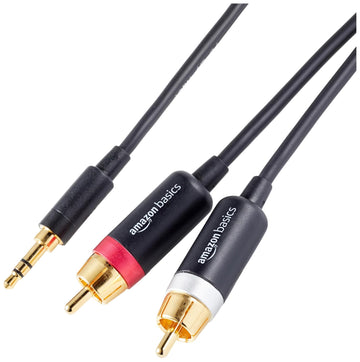 AmazonBasics 3.5mm to 2-Male RCA Adapter cable - 25 feet, Black