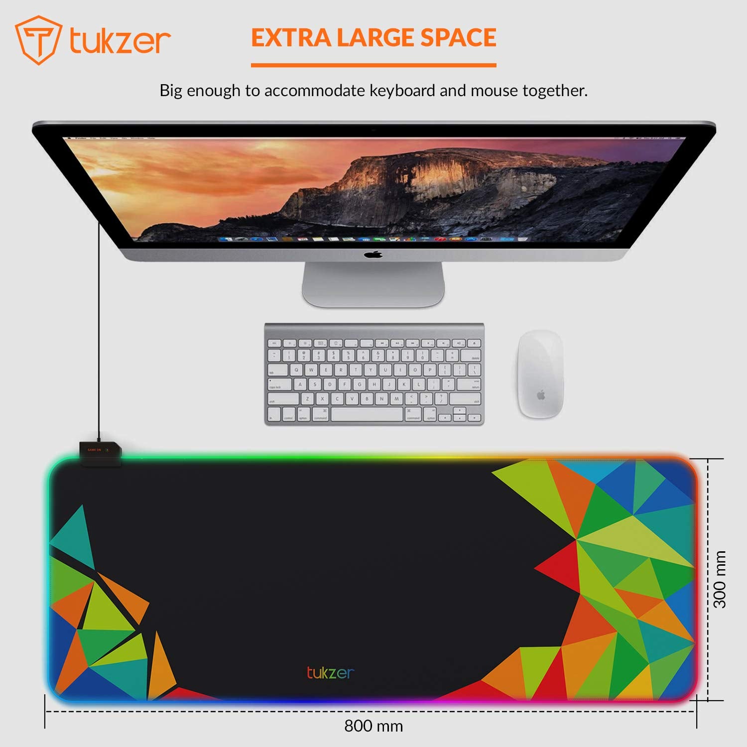 Tukzer RGB RETRO Extended Gaming Mouse Pad, High-Speed Mouse Tracking & Control | with LED Glowing Backlight 13 Lighting Modes| Desk Mat for Computer Laptop Keyboard (795mm x 298mm x 3.45mm, Abstract)