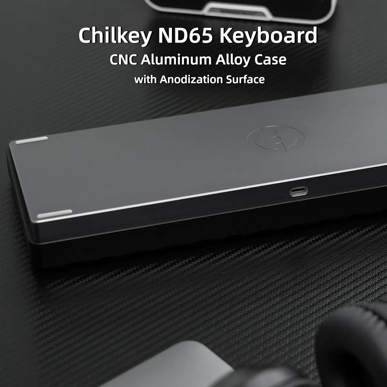 Chilkey ND65 Wired Aluminum Mechanical Keyboard, 65% Layout Portable Gaming Keyboard, PBT Doubleshot Keycaps, Hot Swappable Custom Keyboard for Laptop and Office PC - Black
