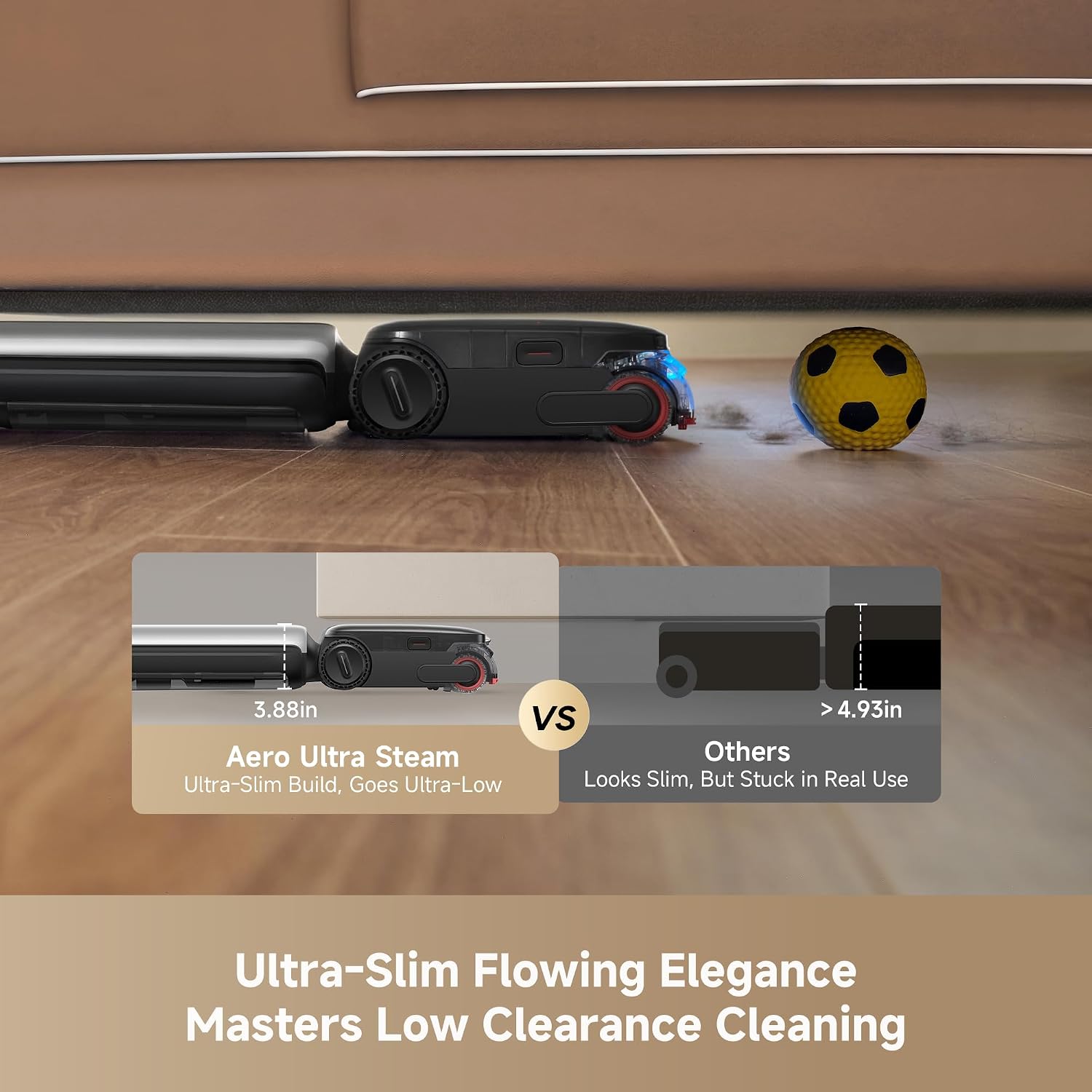 DREAME Aero Ultra Steam Vacuum Mop, 392℉ Steam, 194℉ Hot Water, FoamWash | Wet Dry Vacuum with 30kPa Suction, 3.88in Slim Floor Washer, Auto Self-Clean, Tangle-Free, GlideWheel Assist, LED Headlight