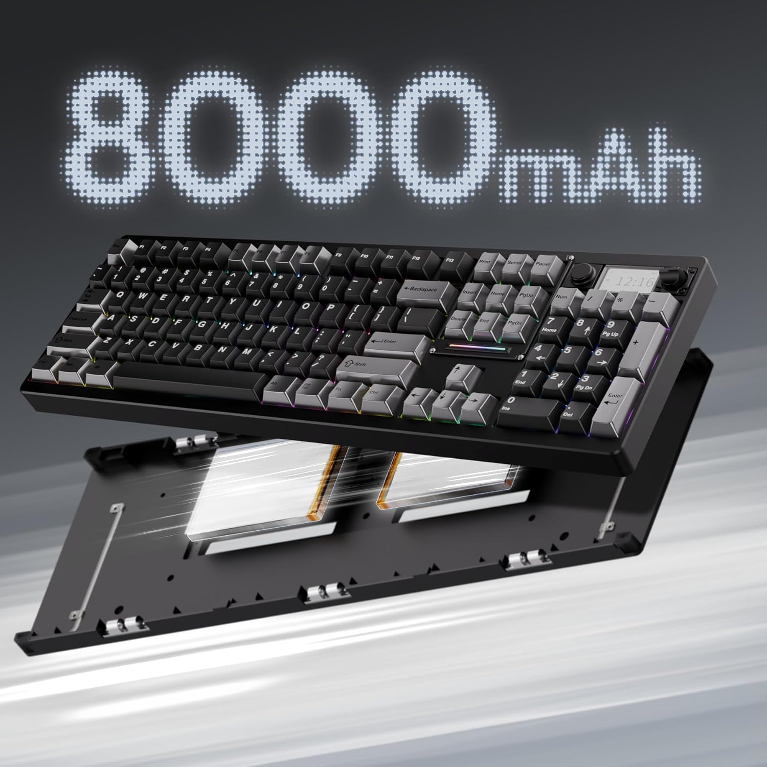 OOCTPK Wireless Mechanical Keyboard, Chilkey ND104 Gaming Keyboard 106% Hot Swappable Custom Keyboard with Knob, RGB Backlit, Bluetooth 5.4/2.4GHz/USB-C, Full-Aluminum, PC/Mac Support (43.8×14×3.5cm)