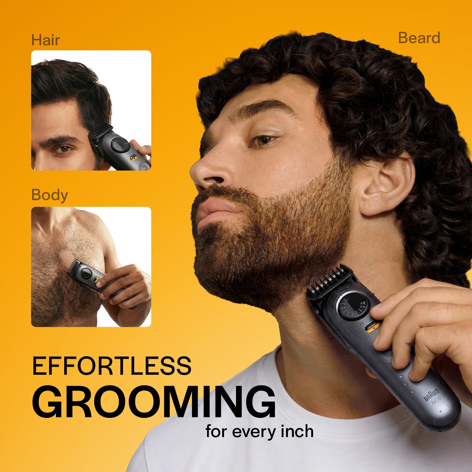 Gillette Series 5 All-in-One Beard & Body Trimmer for Man (by Braun) | 40 length settings for Face, Body, Head & Private Parts | Sensitive Body Comb for body grooming | 7-In-1 on top Attachments | 120 Min Runtime | 5 Min Quick Charge | 100% Waterproof