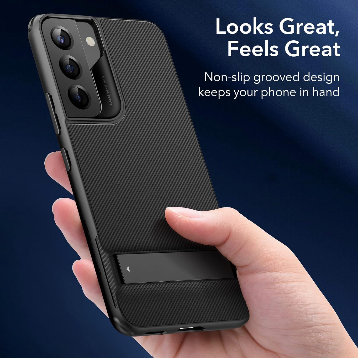 ESR for Samsung Galaxy S22 Case with Adjustable Stand, Military-Grade Drop Protection, 3 Stand Modes, TPU, Supports Wireless Charging, Slim Patented Metal Kickstand Phone Back Cover, Black
