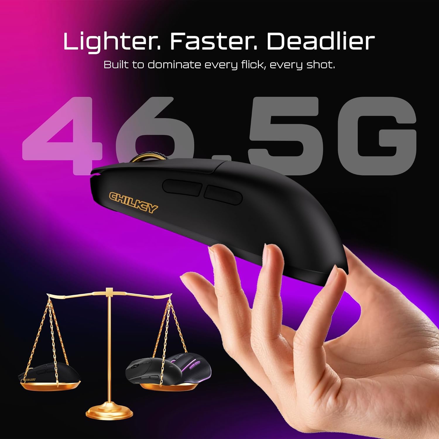 OOCTPK Wireless Mouse, Chilkey Glacier LW 8K L Gaming Mouse with LCD Screen, 8K Polling Rate, 30000 DPI Optical Tracking, 750 IPS, Bluetooth/2.4GHz/USB-C, 47g Ultra-Lightweight, 100 Million Clicks
